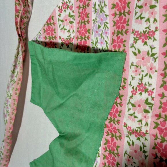 Vintage Homemade Kitchen Half Apron And Oven Mitt Pink Green Floral - Picture 12 of 15